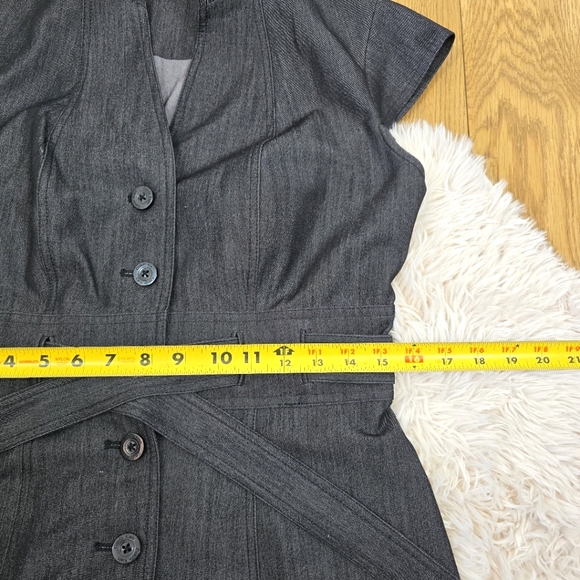 Calvin Klein Charcoal Grey Black Button Up Bodycon Midi Dress Size 8 - Picture 5 of 12